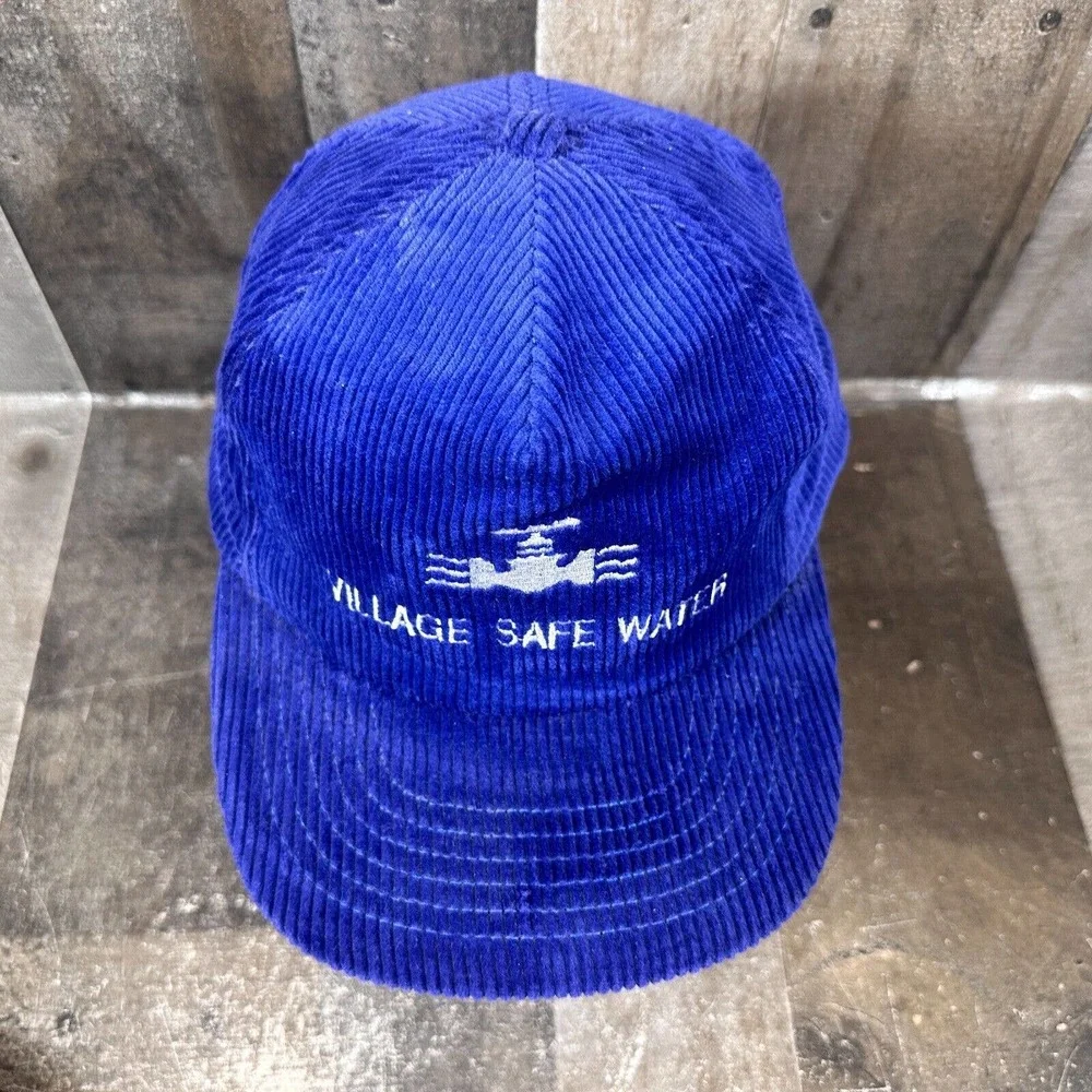 VINTAGE VILLAGE SAFE‎ WATER Corduroy Hat Blue Snapback - Alaska